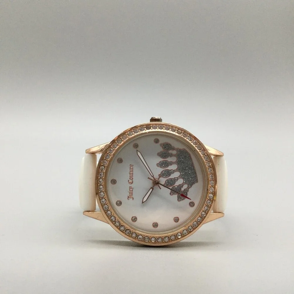Juicy Couture Black Label Womens Watch 38mm White Dial Crystal Crown New Battery